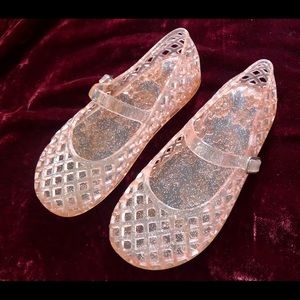 Girls Pink Sparkle Jelly Shoes Size 11